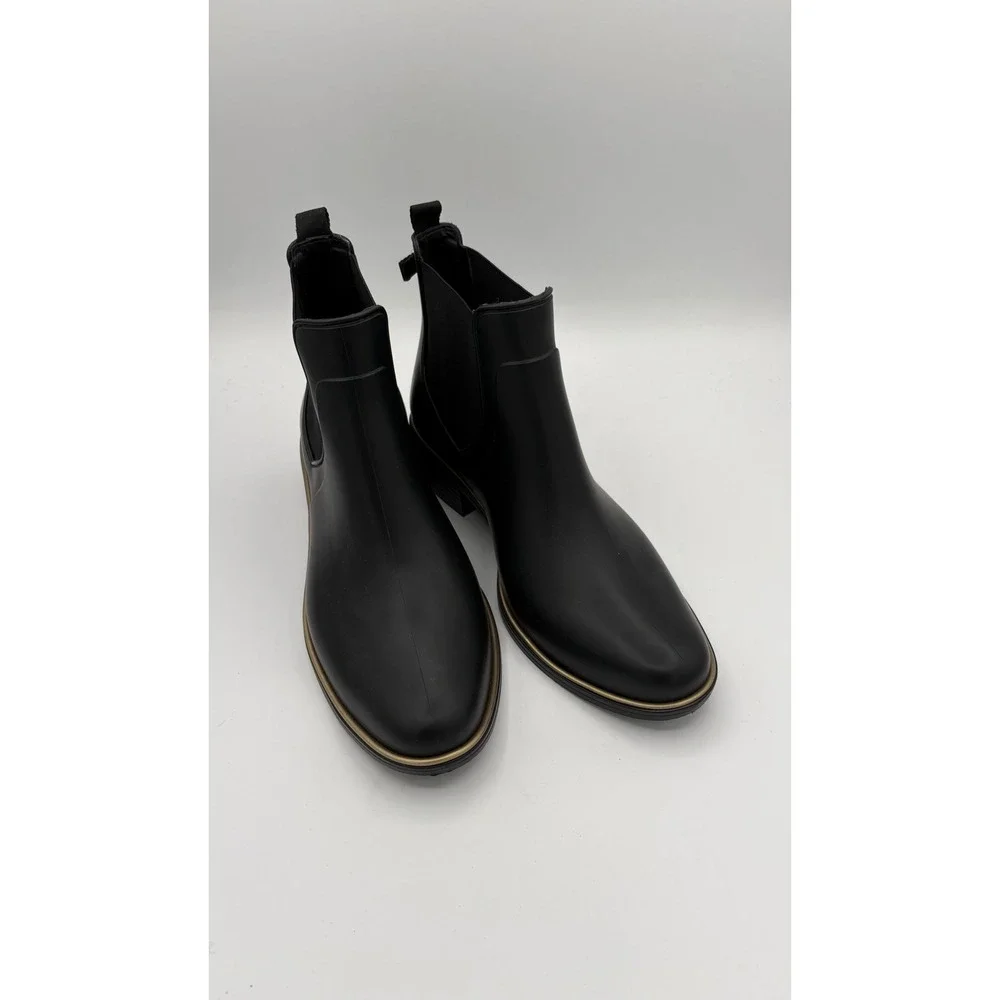 Kate Spade New York Chelsea Rain Boots Black Rubber Ankle Booties Womens 11